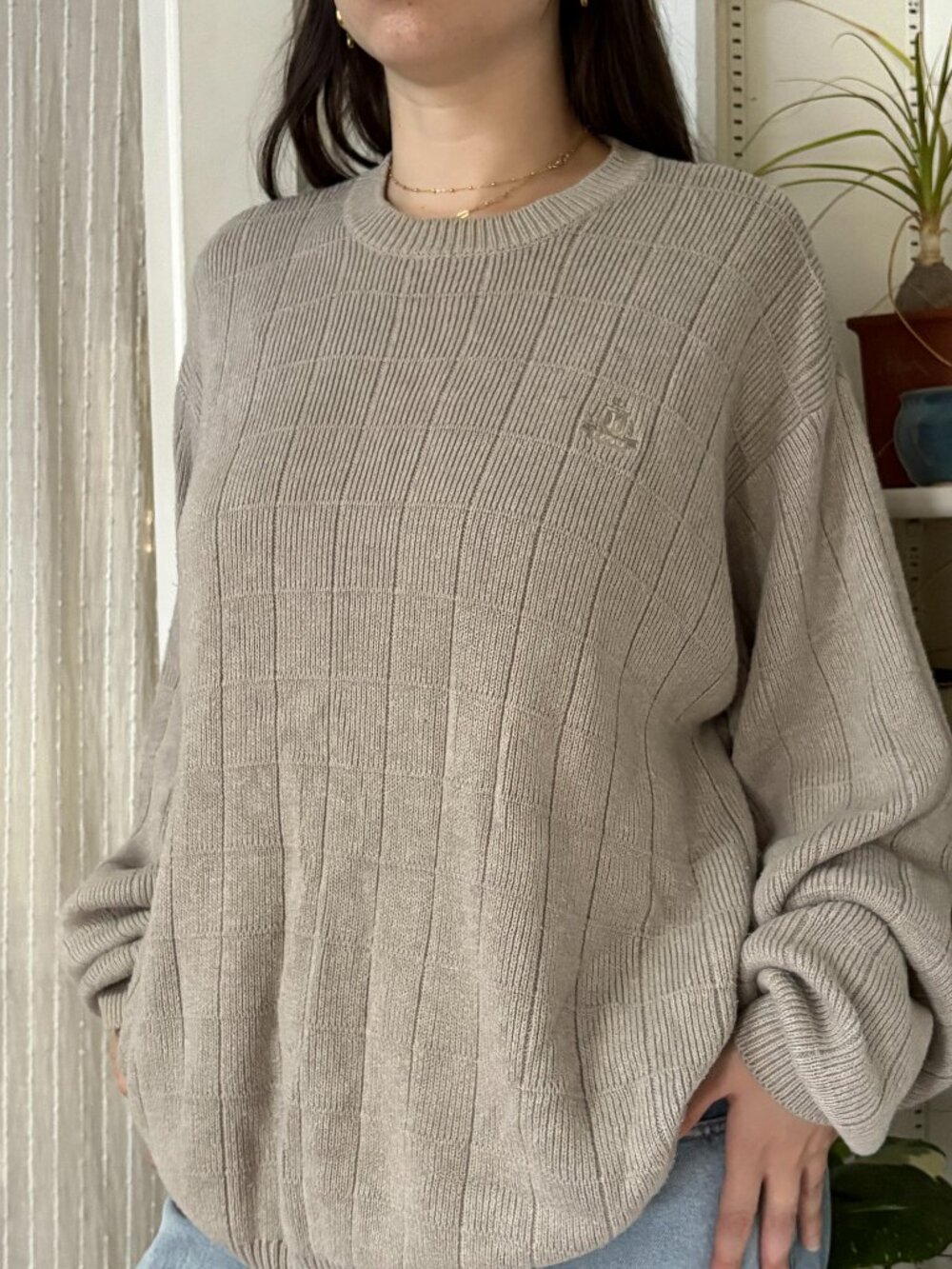 Izod 100% Cotton Ribbed Pullover Sweater - L